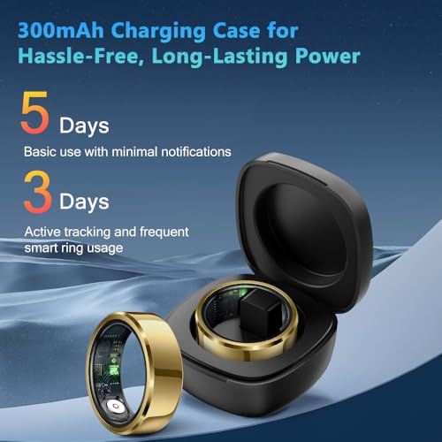 Smart-Ring-Health-Tracker-for-Men-Women-with-Charging-Case-Waterproof-Fitness-Ring-Bluetooth-Connected-Health-Ring-Activity-Tracker-Records-Steps-Distance-Calories-Compatible-with-Android-iOS