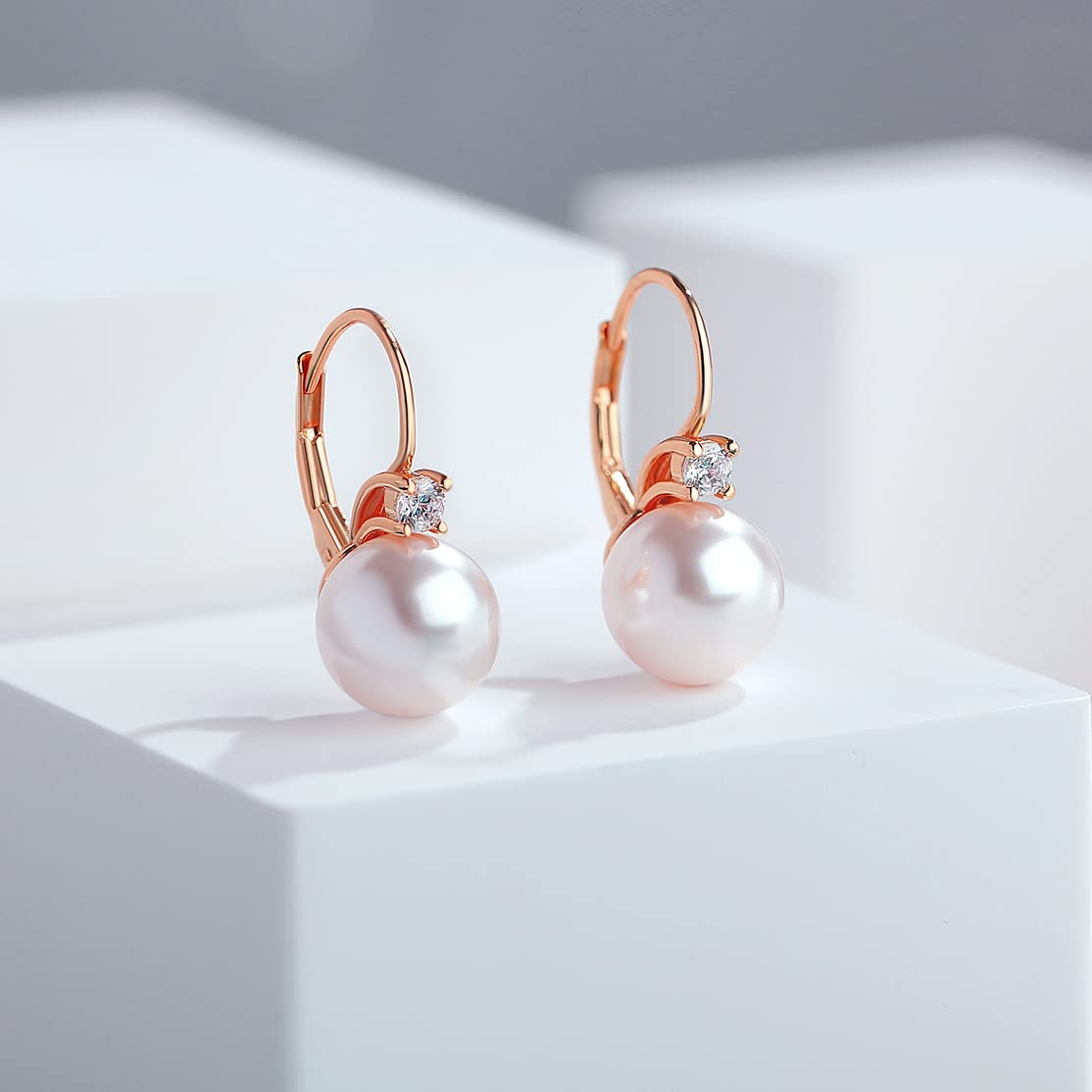 jiamiaoi Orecchini di Perle Orecchini in Oro Rosa Donna Orecchini Argento 925 Orecchini con Perle Argento 925 Donna Perle Orecchin 10mm,Orecchini a Monachella