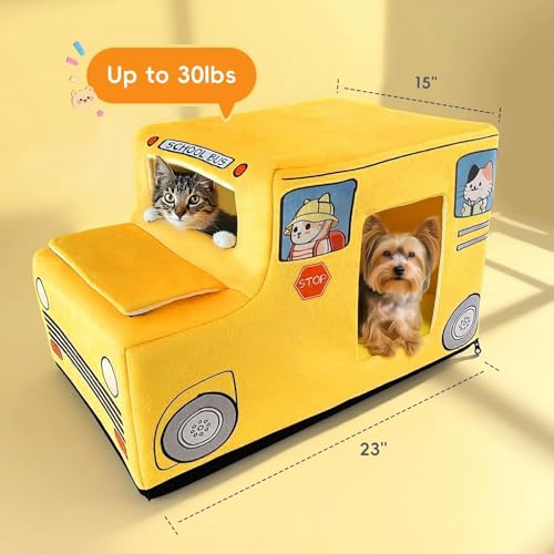 School Bus Cat Bed for Kittens & Small Dogs - Washable & Cozy - Image 7
