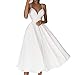AKSXTNS New Spring and Summer Women's Suspender Fashionable and Sexy Swing Dress(White,L)
