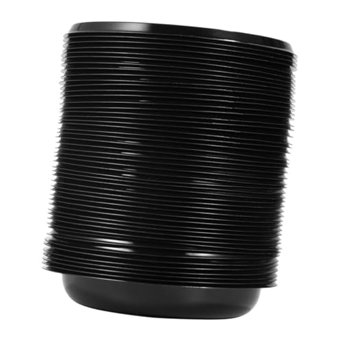 FONDOTIN 200個 使い捨て加厚小皿 調味料トレイ 黒 丸型ソース皿 マスタードや寿司に 環境配慮製 多用途ディップ 前菜皿