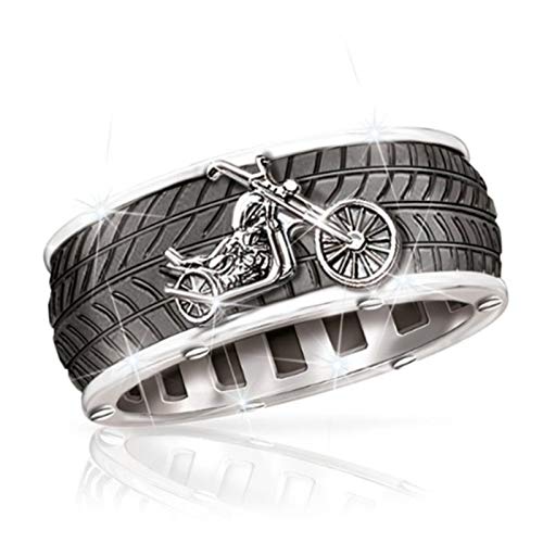 Mode Punk Moto Anneau Alliage Hommes pour Hip Hop Déclaration Anneau Gothique Pneu Motard Bijoux,9 Cover
