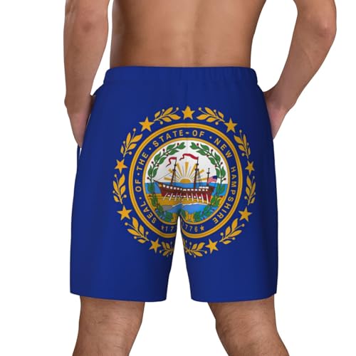 New Hampshire State Flagshort Swim Trunks with Waist Rope and Two Side Pockets Beach Shorts Bathing Suits for Men4