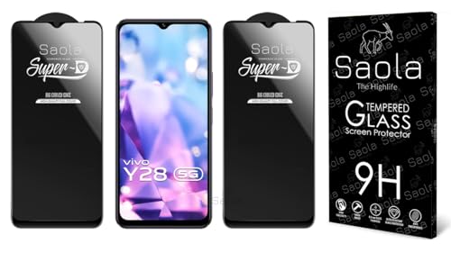 Image of Saola HD Clear Tempered Glass for Vivo Y28 5G | High Strength 9H Protection, Smooth Touch, Full Coverage Screen Guard, 2-Step Installation Kit | Quick & Easy Application (Pack of 2)