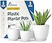 Lifemaster Eco Friendly Plant Pot Set -5-Pack Home Decor Flower Indoor and Outdoor Plastic Pots with Drainage Holes, Assorted Sizes (7", 6.6", 6", 5.3", 4.8") - Stackable Garden Versatile Planters