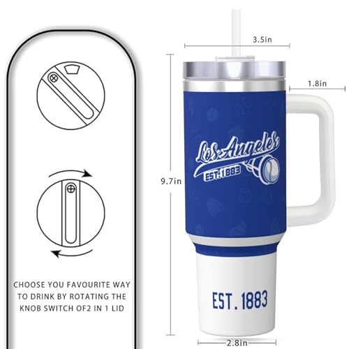 Image of Los Angeles 30 oz Tumbler with Handle and Straw,Car cup,100% Leakproof Insulated Tumbler with Lid and Straw,Made of Stainless Steel,Cup Holder Friendly Base,Classic Collection Gifts for Fans