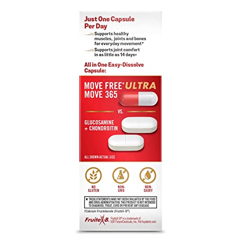 Move Free Ultra 365 With Triple Action Joint Support - Magnesium Vitamin D3 & Calcium Fructoborate - Supports Muscle Joint & Bone In 1 Capsule Per Day, 30 Capsules (30 Servings)* #TOP7