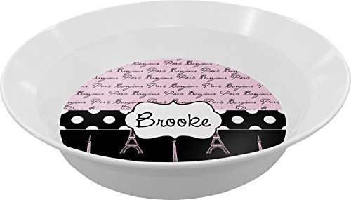 Personalized Paris Bonjour and Eiffel Tower Melamine Bowl - 12 oz