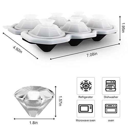 Ice Cube Tray, Large Diamond Ball Ice Maker 1.8 X 1.5 Inch Silicone Ice Cube Mold Easy Release For Cocktails, Drinks, Whiskey, Bourbon & Homemade Juice (Black) #TOP1