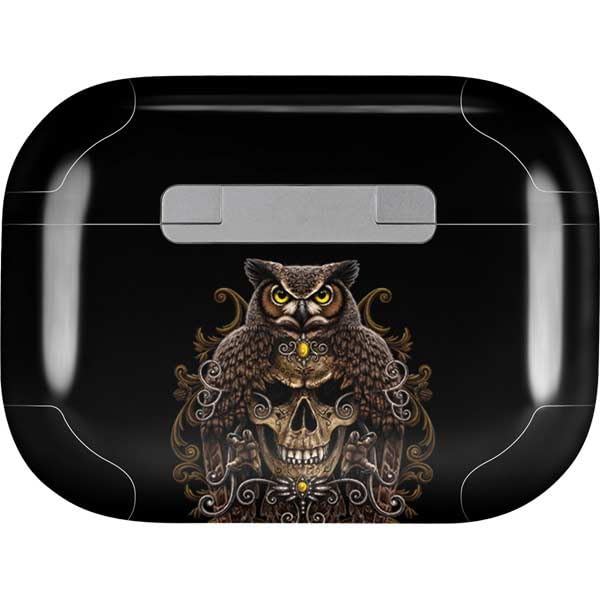 Skinit Decal Audio Skin Compatible with Apple AirPods Pro (2rd Gen, 2022) - Sarah Richter Skull and Owl by Sarah Richter Design