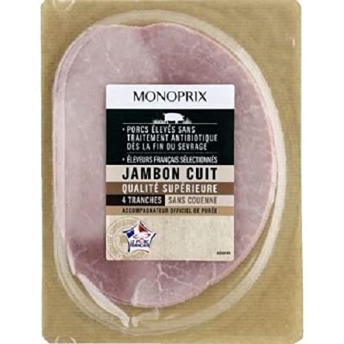 Monoprix Jambon cuit qualité supérieure sans couenne - Les 4 tranches - 160 g
