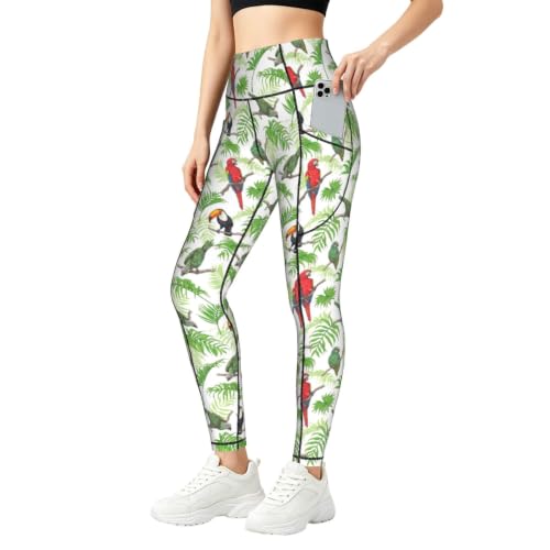 Pantalones de yoga holgados con estampado de loros para mujer y leggings de descanso EnkzpoHen