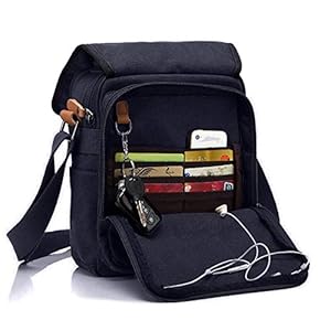 CHEREEKI Canvas Tas, Schoudertas Koerierstas met Meerdere Vakken (houd 10 inch tablet, iPad, Kindle vast)