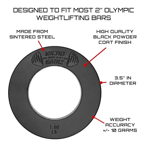 Image of Micro Gainz Calibrated Fractional Weight Plate Set of 2 Plates, Choose Set (.25LB-1.25LB), Designed for Olympic Barbells for Strength Training & Micro Loading Bar Weights, Made in USA