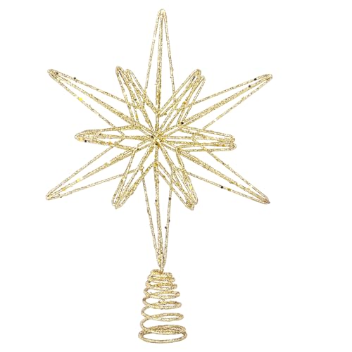 Weihnachtsbaumspitze, 32 x 25CM Glitzern Christbaumspitze Gold...