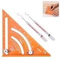 LARMEIL 7 inches Carpenter Square Tool, Triangle Square with Deep Hole Marker Pens Plastic Roofing Square Multifunctional Carpentry Square Layout Measuring Tool(Orange)