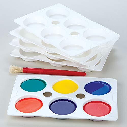 Baker Ross Paletas de plástico de 6 pocillos para pintura (Pack de 5)