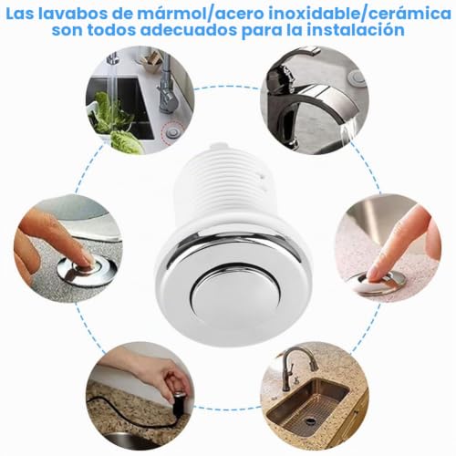 Miniatura 5 de Interruptor De Baño Neumático Aire Botón Kit, Manguera De 1 M Con Interruptor De Presión De Aire Con Botón Pulsador De Acero Inoxidable Para Control De Piscina De Spa