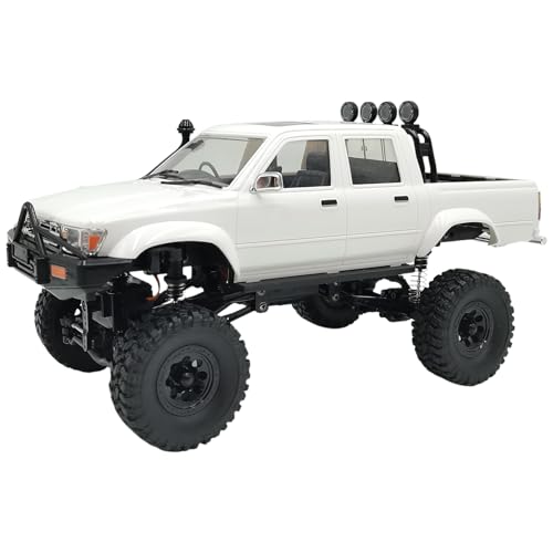 HXBER 1:16 Scale Car, 2.4GHz 4WD All Terrain Electric Off-Road Vehicle with Headlights, Car Gifts for Adults, White