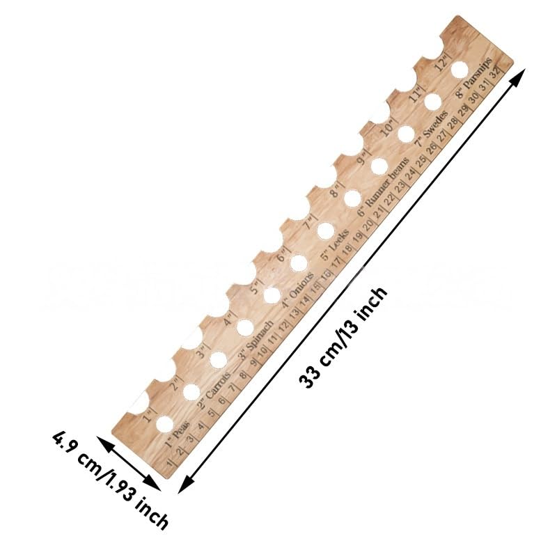 Herramienta de siembra de madera y regla para jardín miniatura 2