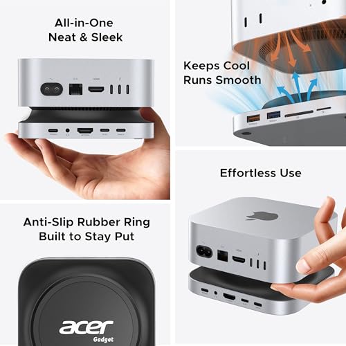 Acer Mac mini Dock Hub 4K144Hz with NVMe SSD Enclosure for M6/M5 Pro/M4 | USB-A/Type-C 10Gbps Data Transfer, SD/TF Card Reader, 3.5mm Audio, Aluminum Stand for Mac mini M6 / M5 Pro/ M4 - image 8