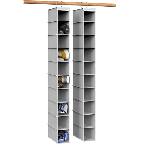 Image of Simple Houseware 2 Pack 10 Shelves Hanging Organizer, Gray