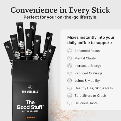 Image of The Good Stuff | Cinnamon Coffee Booster | Healthy Coffee Creamer for Focus & Energy | Keto, Non-Dairy Creamer Powder with MCT Oil, Collagen & L-Theanine | 14 Servings