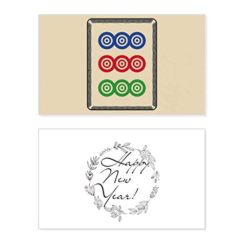 Tarjeta de felicitación de año nuevo Mahjong con diseño de lunares y 9 azulejos