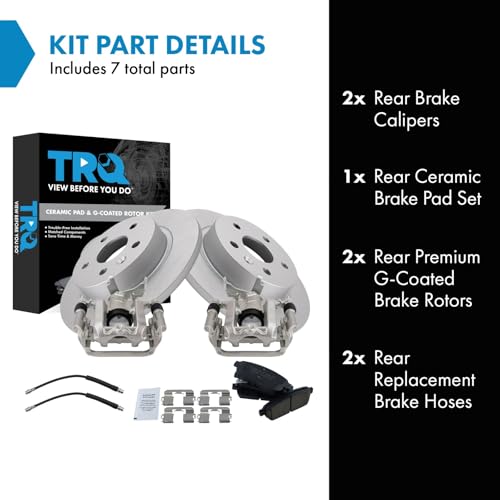 Image of TRQ Rear Brake Pad & Rotor Kit Ceramic Premium G-Coated Compatible with 2015-2017 Chevrolet Trax