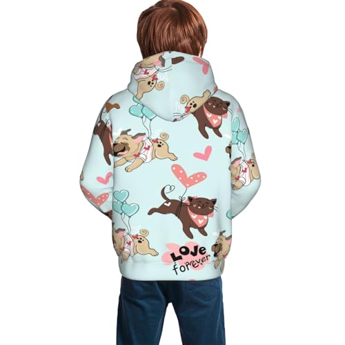 Cute Pug Dogs Kid Hoodies Boys Sweatshirts Girls Pullover with Pocket4