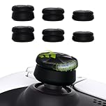 PlayVital 3 Height Razor Thumbs Cushion Caps Thumb Grips for ps5, for ps4, Thumbstick Grip Cover for Xbox Core Wireless Controller, Thumb Grip Caps for Xbox One, Elite Series 2, for Switch Pro - Black