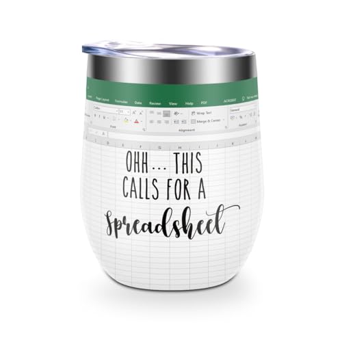 Accountant Gift Spreadsheet Wine Tumbler, Accountant Gifts for Women Men CPA Coworkers, Birthday Christmas Gift for Her, 12 oz Stainless Steel Coffee Thermos - Ohh This Calls For A Spreadsheet