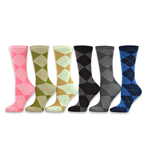 TeeHee Women's Value 12-Pack Fun Crew Socks (Argyle),Size 9-11 - Thumbnail 2