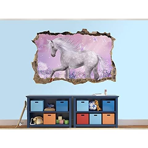 3D Beautiful Unicorn Photo Hole in Wall Sticker Wall Mural (10482356) 3D Unicorn (30cm x 20cm) Cover