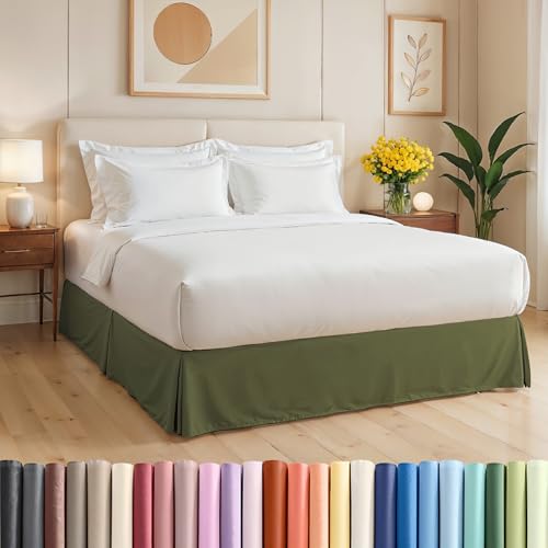 Pleated Bed Skirt Twin Size - 3 Sided Pleated Bed Skirt Twin - Ultra-Soft, Easy Fit with 15 Inch Tailored Drop - Hotel Quality, Wrinkle & Fade Resistant - for Women, Men, Kids and Teens - Sage Green