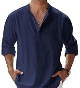 Henley Shirts for Men Long Sleeve Cotton Shirts Quarter Button Pullover Casual Summer Top Cozy Li...