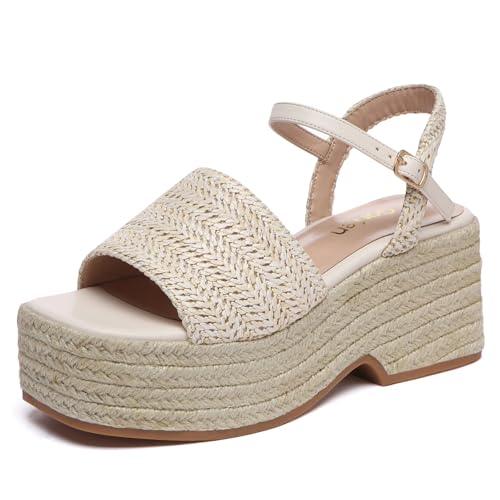 Women's Platform Espadrille Wedge Sandals Arch Support Ankle Strap Open Toe Casual Sandal2