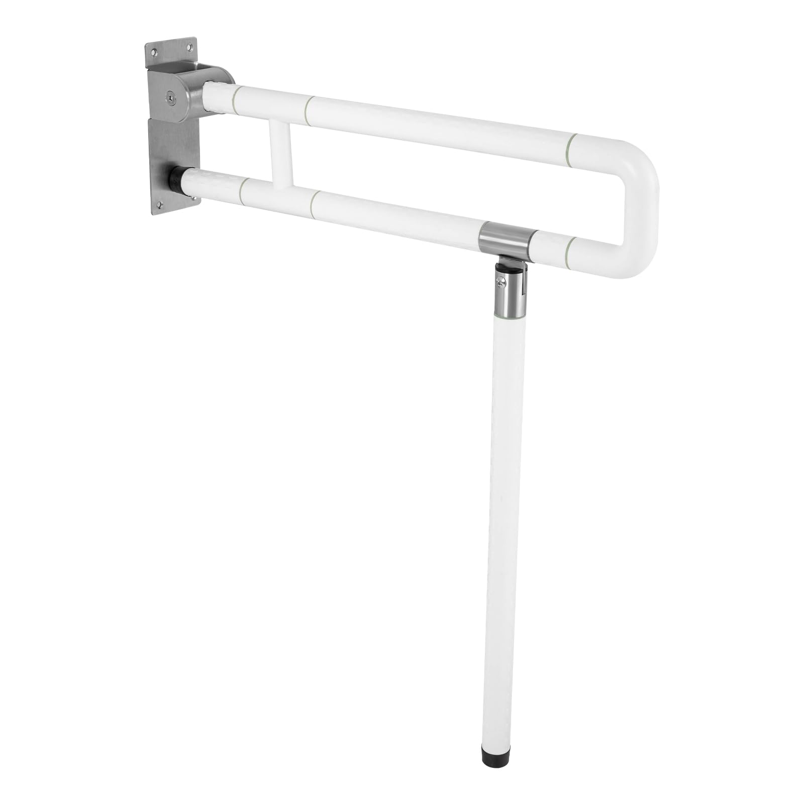 Bathroom Safety Rail 60 * 70cm Folding Hinged Bathroom Anti Slip Rail Grab Bar Support White Drop Down Toilet Rails for Elderly Disabled Pregnant
