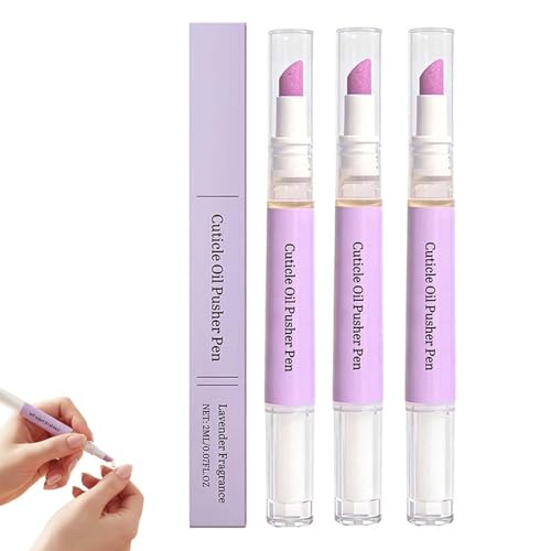 3Pcs 2-in-1 Cuticle Pusher & Oil Pen New Cuticle Oil Pusher Pen Portable Nail Care Pen Instant Cuticle Tools for Dry Damaged Nails Hangnails Moisturizes Strengthens Brightens