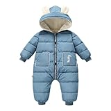 [ＷｏｎＫｉｎ] ベビー服 長袖 セット冬 防寒 ダウンロンパース カバーオール ジャンプスーツ 男の子 女の子 フード付き 歩行服 前開き 着替え便利 size80 90 100 (水色, 110)