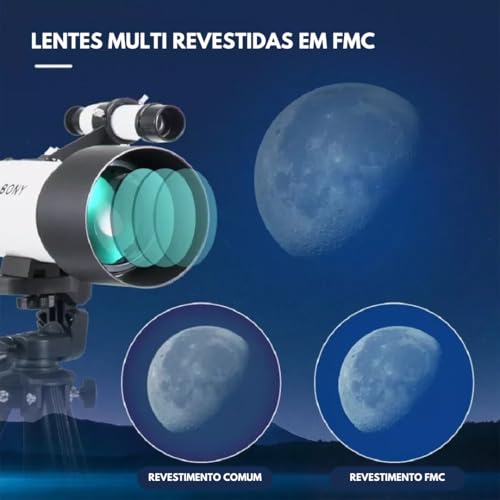 Telescópio Luneta Astronômico Refrator 400x60mm Svbony Sv501p com Tripé e Suporte para Celular