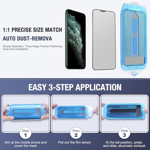 Image of 2-Pack Matte Screen Protector for iPhone 11 Pro Max and iPhone XS Max 6.5-Inch, 9H Tempered Glass, Full Coverage, Anti-Fingerprint, Auto Dust-Elimination, No Bubble, Easy Installation