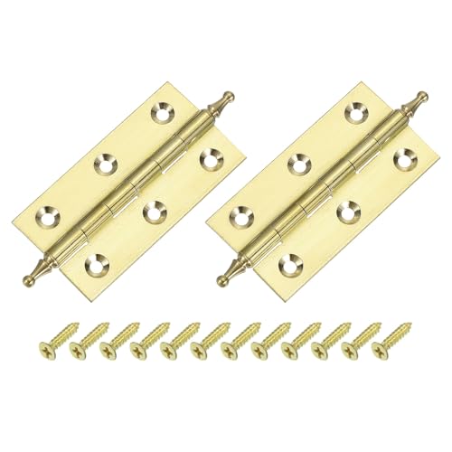 QUARKZMAN 2 Pcs Charnières À Paumelle Pliantes, 3 Pouces Petites Charnières En Laiton Pour Porte À Paumelle Pour Meuble Pointues Pliantes Vis Boîtes, Ton...