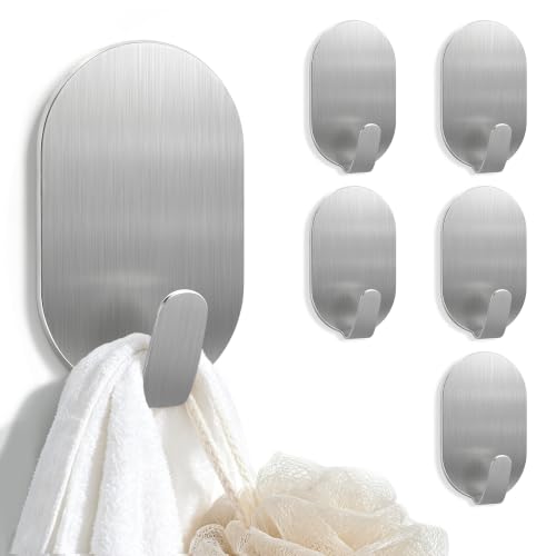 FUFUSING Adhesive Wall Hooks, 6-Pack Heavy Duty Sticky Hooks