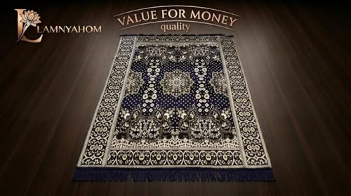 Image of 5x7 Feet Carpet for Living Room | Acrylic Cotton Area Rug | Soft, Durable & Lightweight | Anti-Slip Floor Rug for Bedroom, Hall, Office | Large Washable Carpet (Golden Blue)