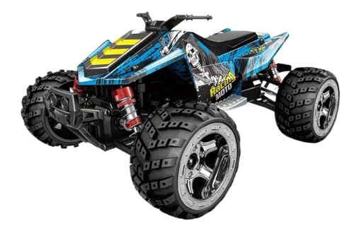 Quinmar 1/16 Scale 4WD RC Monster Truck, High Speed 37MPH, 550 Powerful Motor, All-Metal Transmission, 2.4GHz RC, Off-Road All Terrain Vehicle, Water Resistant with Rechargeable Battery(169BLUE)