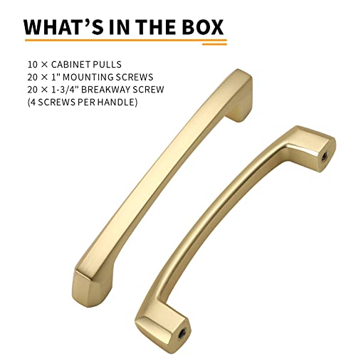 Image of 10 Pack 3 Inch Brushed Gold Cabinet Pulls - Kitchen Cabinet Handles and Drawer Pulls
