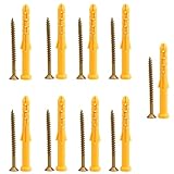 Drywall Anchors and Screws Assortment Kit 18PCS, 9 Nylon Ribbed Wall Anchors and 9 Cross-Head...