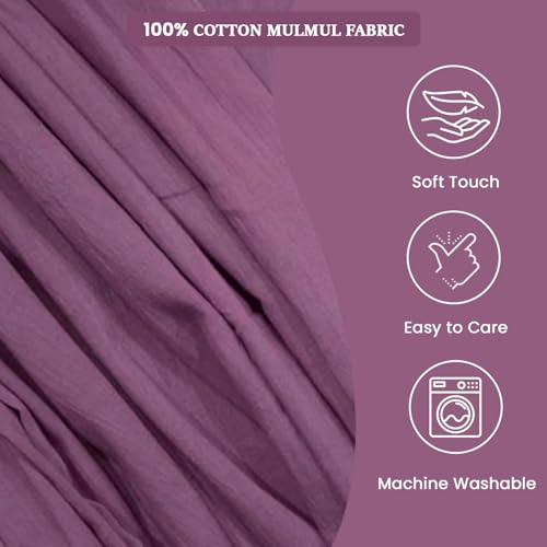 Image of 100% Pure Cotton Mulmul Fabric Material | Reusable Ultra Fine Mulmul Fabric | Lightweight Soft Smooth Piece Linning, Stole, Dupatta, Cushion Pillow Cover (Polignac Pink, 1 Meter)