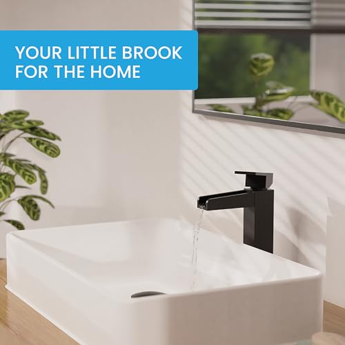 Bächlein High Tap for The Bathroom in Stream Design Extra High Single-Lever Mixer with Installation Set for Countertop Washbasin Matt Black Bathroom Faucet - Image 4